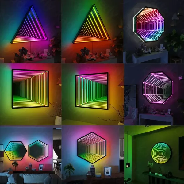 Luxury 3D Tunnel Lamp Mirror Tunnel Light LED Night Light USB Desktop Lamp for Christmas Festival Party  Home Bar  Decor - Image 5
