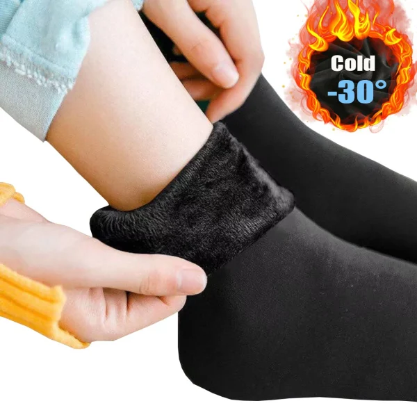Autumn Winter Women's Velvet Thick Warm Snow Socks Plain Solid Color Home Use Floor Room Socks - Image 6