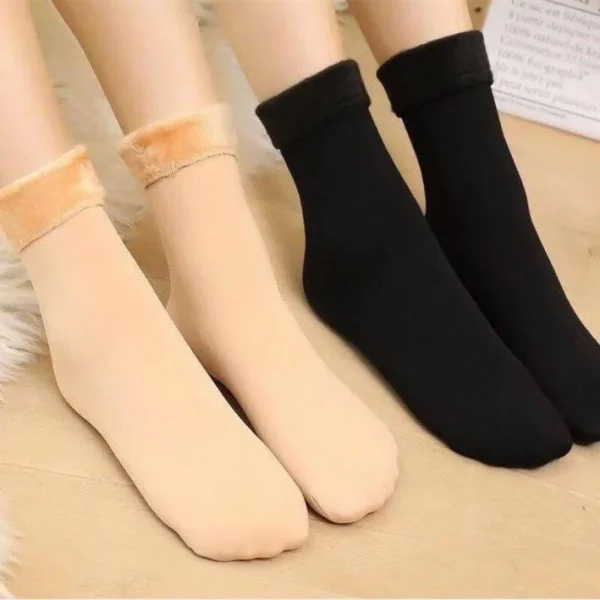 Autumn Winter Women's Velvet Thick Warm Snow Socks Plain Solid Color Home Use Floor Room Socks - Image 2