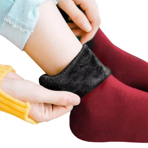Autumn Winter Women's Velvet Thick Warm Snow Socks Plain Solid Color Home Use Floor Room Socks - Image 4