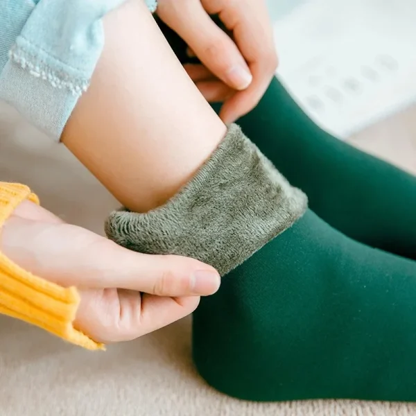 Autumn Winter Women's Velvet Thick Warm Snow Socks Plain Solid Color Home Use Floor Room Socks