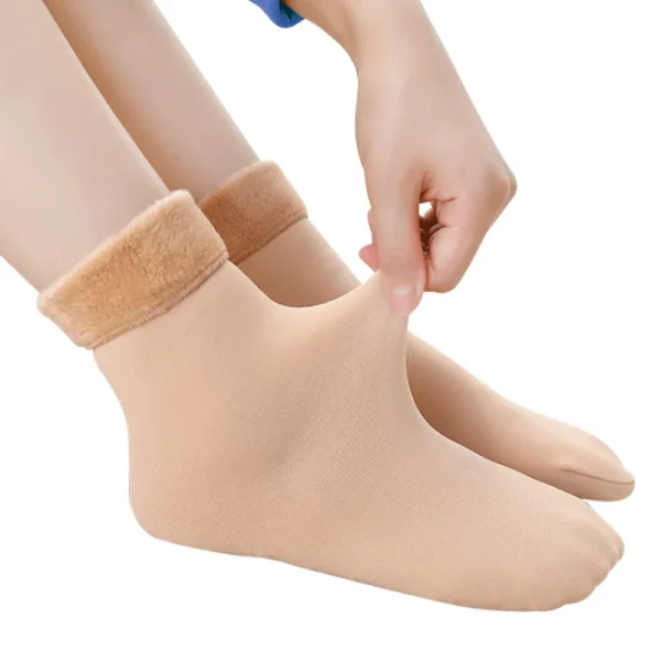Autumn Winter Women's Velvet Thick Warm Snow Socks Plain Solid Color Home Use Floor Room Socks - Image 5